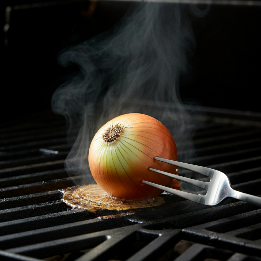 Clean Grates with a Halved Onion
